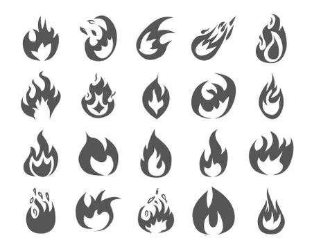 Set of various fire elements Stock Illustration