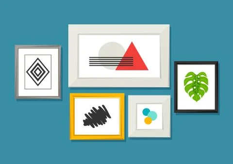 Set of various frames for pictures and photos on wall イラスト素材