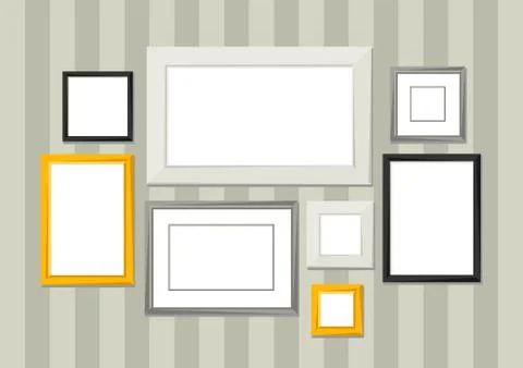 Set of various frames for pictures and photos on wall イラスト素材