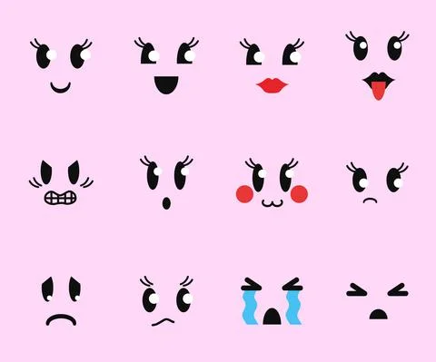 Set of various funny emoticons. Emotions. Vector Stock Illustration