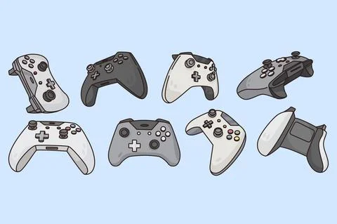 Set of various game controllers Stock Illustration