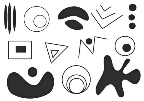 Set of various geometric shapes and figures on a white background. squares Stock Illustration