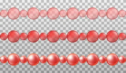 Set of various glass beads strings lines realistic vector illustration isolated. Stock Illustration
