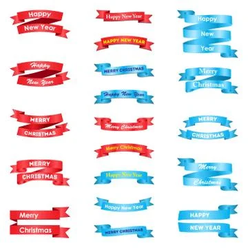 Set of various greeting ribbons Stock Illustration
