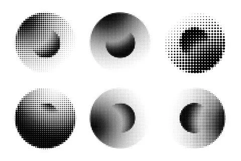 Set of Various Halftone Design Elements Stock Illustration