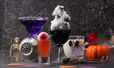 Set of various Halloween drinks Stock Photos