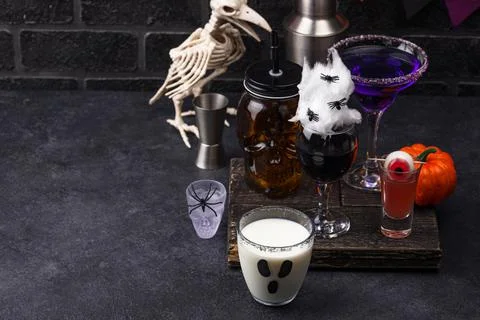 Set of various Halloween drinks Stock Photos