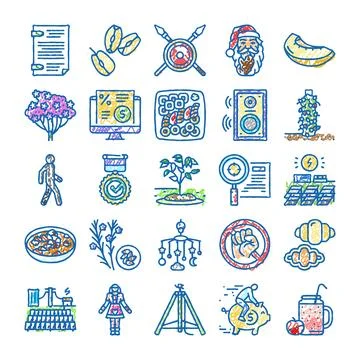 Set of various hand drawn doodle icons and symbols イラスト素材