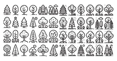 Set of various hand drawn tree icons in doodle style vector illustration for イラスト素材