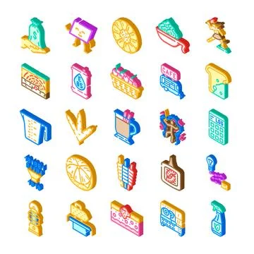 Set of various isometric icons illustration 스톡 일러스트