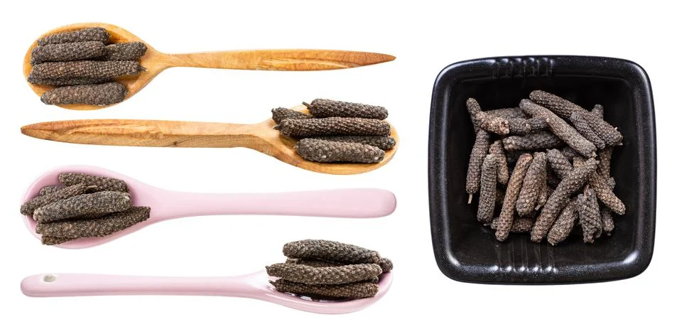 Set of various java long peppers isolated Photos