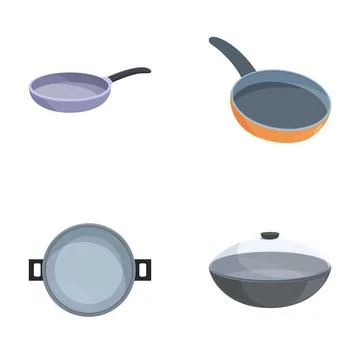 Set of various kitchen pans isolated on white Stock Illustration