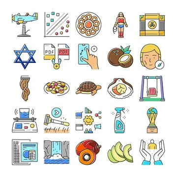 Set of various line colorful vector icons 스톡 일러스트