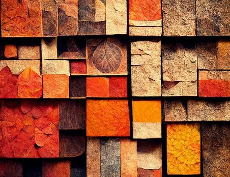 Set of various materials, wood, stone, rock. Autumn color illustration. Stockillustratie
