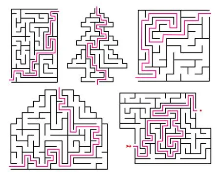 Set of various mazes. Templates for puzzles and education games. Vector Stock-Illustration