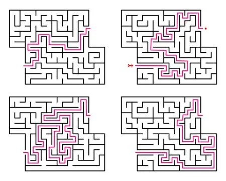 Set of various mazes. Templates for puzzles and education games. Vector Stock-Illustration