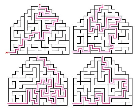 Set of various mazes. Templates for puzzles and education games. Vector Stock-Illustration