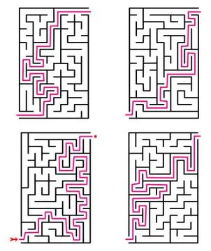 Set of various mazes. Templates for puzzles and education games. Vector Stock-Illustration