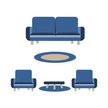 Set of Various modern colorful comfortable Armchairs and Couches. 스톡 일러스트