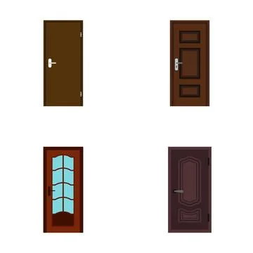 Set of various modern flat style doors Illustration