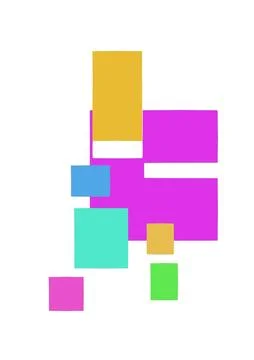 Set of various multi-colored geometric shapes and figures on a white background. Stock Illustration