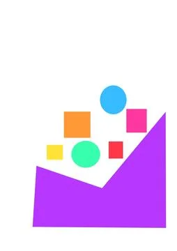 Set of various multi-colored geometric shapes and figures on a white background. Stock Illustration