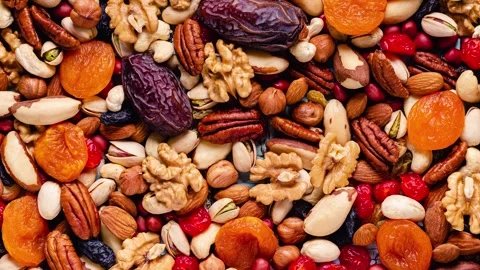 Set of various nuts and dried fruits Stock Footage 151967009