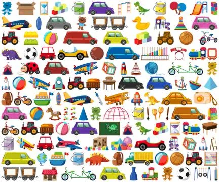Set of various objects cartoon Stock Illustration