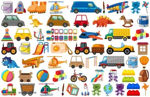 Set of various objects cartoon Ilustração Stock