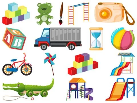 Set of various objects cartoon Ilustración de archivo