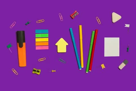 Set of various office and school supplies Stock Photos