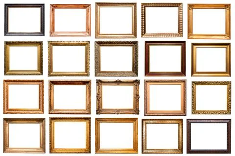 Set of various old horizontal wide pictute frames Stockfoto's