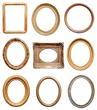 Set of various oval pictute frames cutout Stock Photos