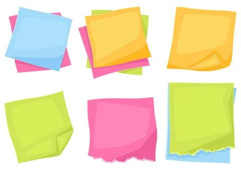 Set of various paper note. Office supplies, accessories for school and work. 스톡 일러스트