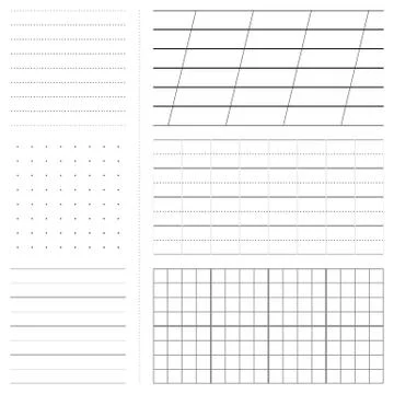 Set of various paper sheet patterns (squared, lined etc) Illustrazione stock