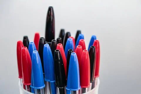 Set with various pens Foto stock