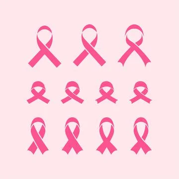 Set of various pink ribbons Stock Illustration