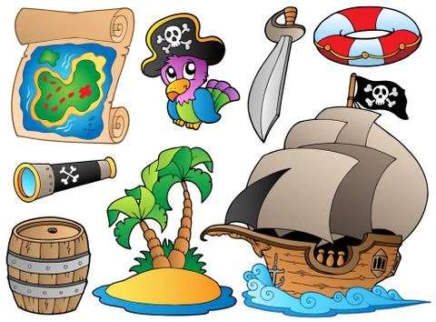 Set of various pirate objects イラスト素材