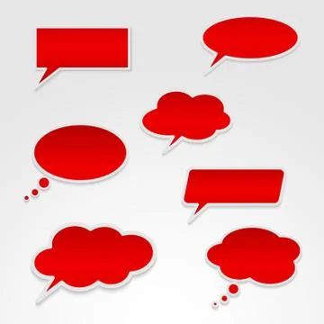 Set of various red speech bubbles Stock Illustration