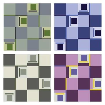 Set of various seamless patterns of quadrants Stock Illustration