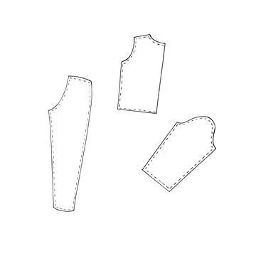 Set of various sewing patterns in doodle style. Hand-drawn tailoring Icon. .. Stock Illustration