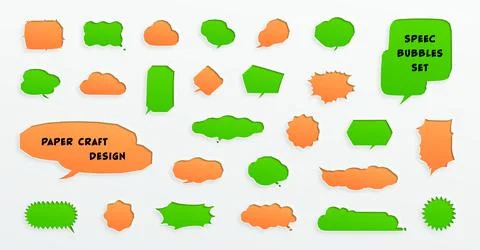 A set of various shapes of speech bubbles designed to look like they were c.. 스톡 일러스트