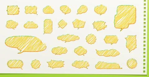 A set of various shapes of speech bubbles designed to look like they have b.. Illustrazione stock