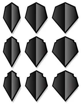 Set of various shield shapes. Thin, thick and beveled versions. イラスト素材