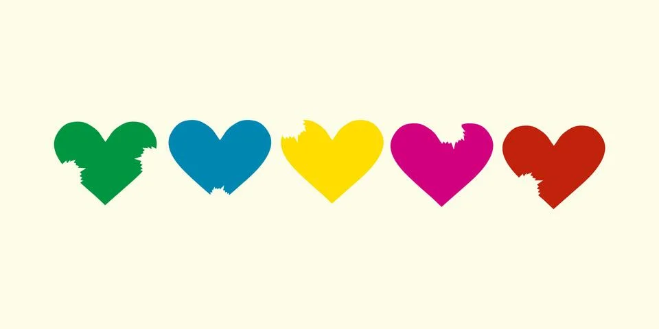 Set of various simple red vector heart icons Stock Illustration