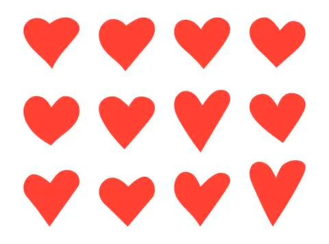 Set of various simple red vector heart icons 스톡 일러스트