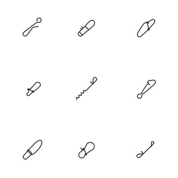 Set of various snaps hooked, vector illustration. Stock Illustration