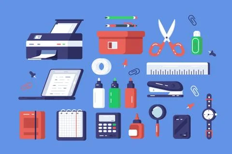 Set of various stationery Stock Illustration