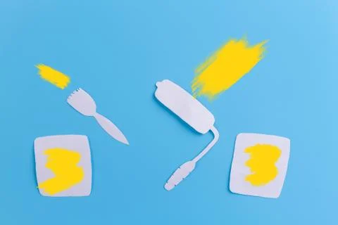 Set of various tools on blue background Stock Photos