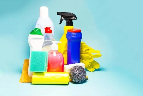 A set of various tools to maintain the cleanliness of the house Stock Photos